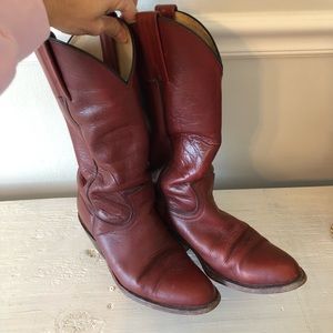 Vintage FRYE Western Cowboy Leather Boots 2356S Oxblood Red Men Size 9.5D